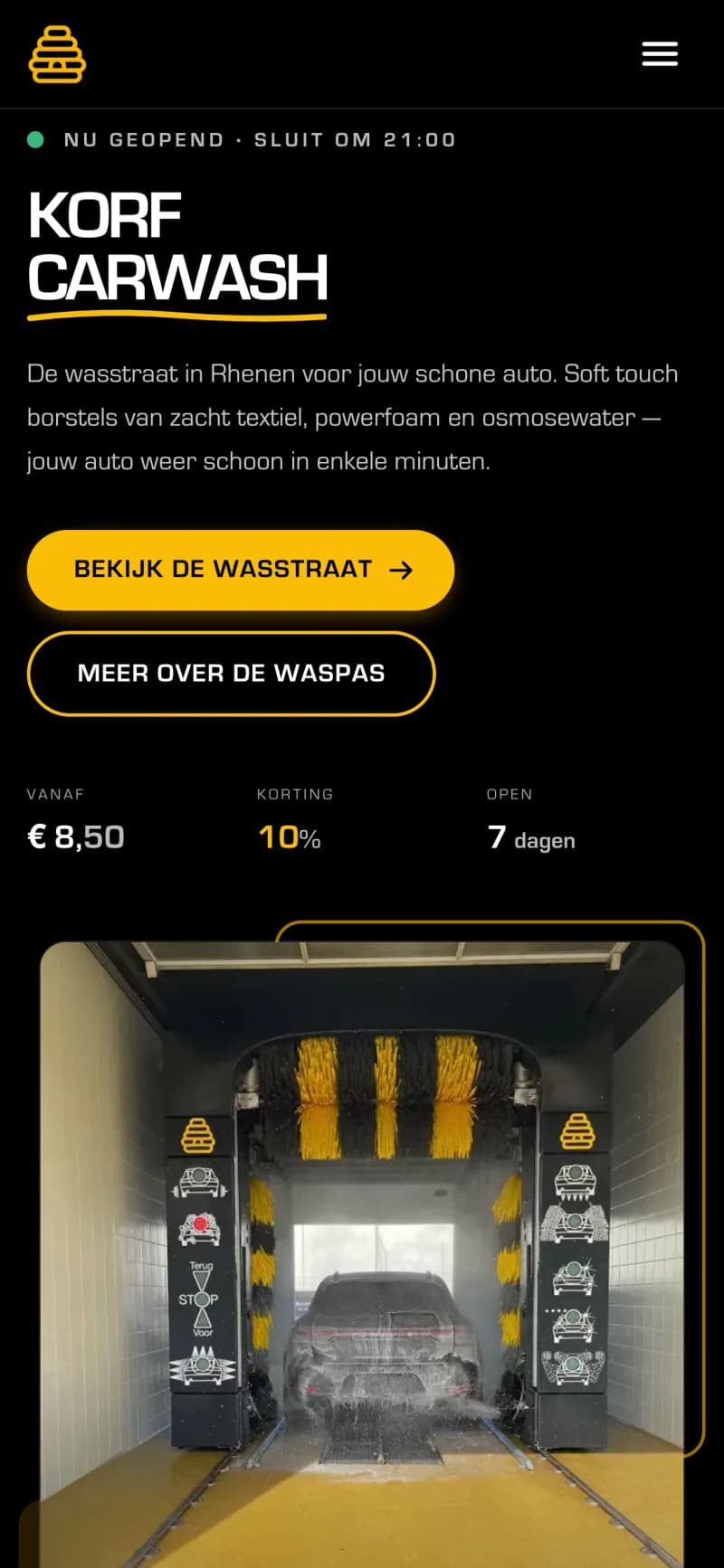 Korf Carwash mobiele weergave