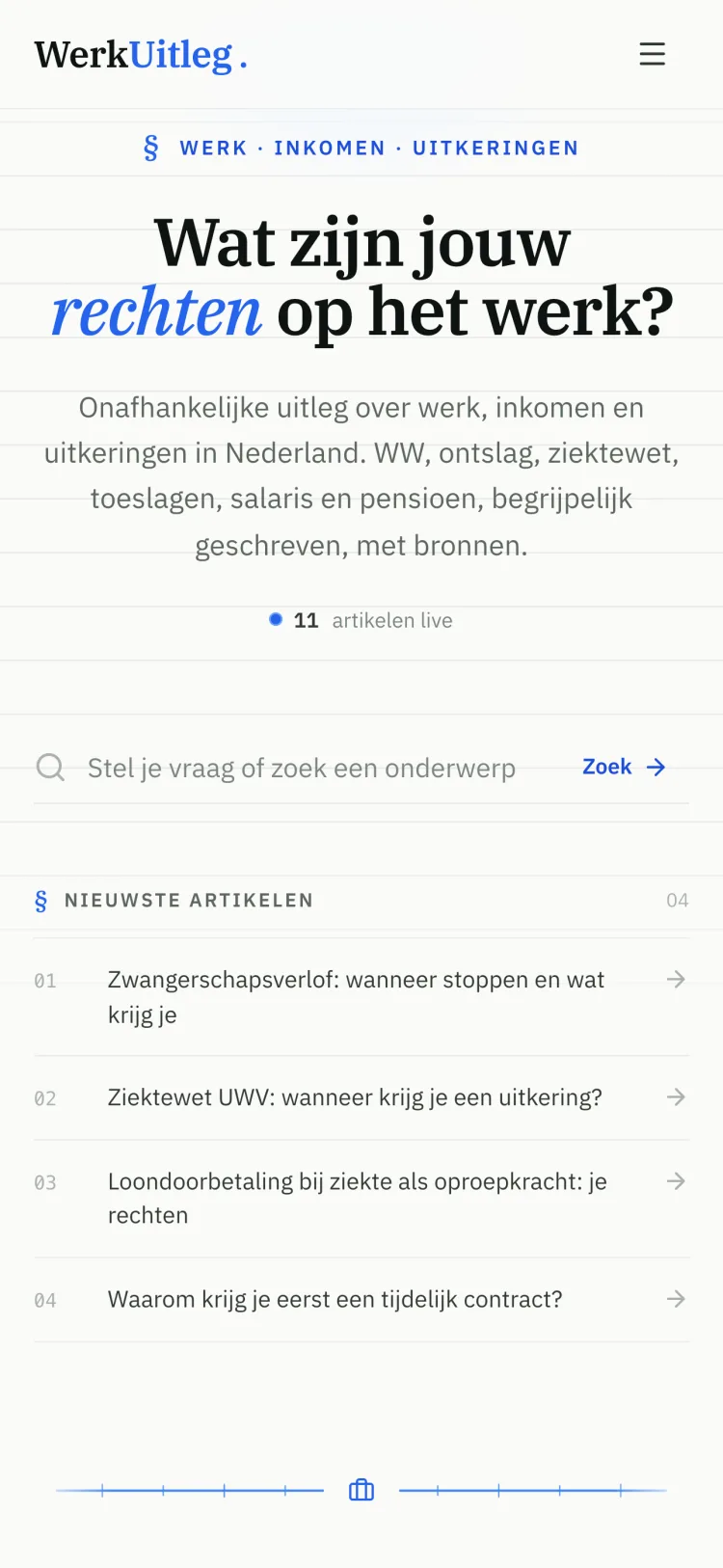 Werkuitleg.nl mobiele weergave