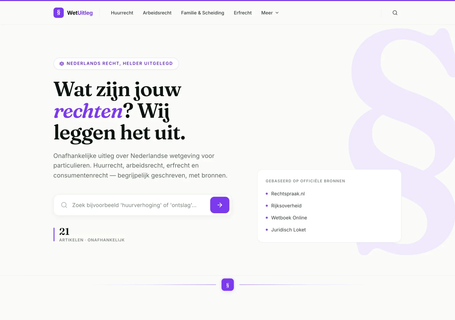 Wetuitleg.nl dashboard